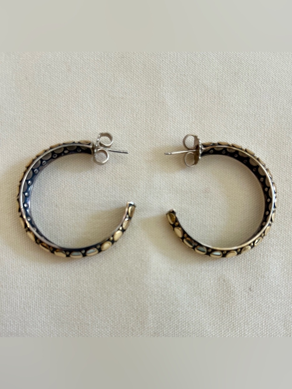 Black and Gold Hoop Earrings - Picture 7 of 16
